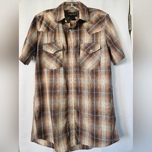 High Noon pearl snap Plaid short sleeve shirt size‎ small